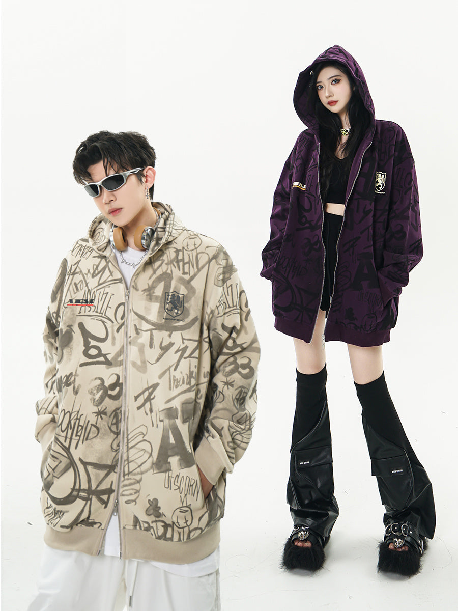 Men’s Graffiti Print Hoodie – Urban Street Edition