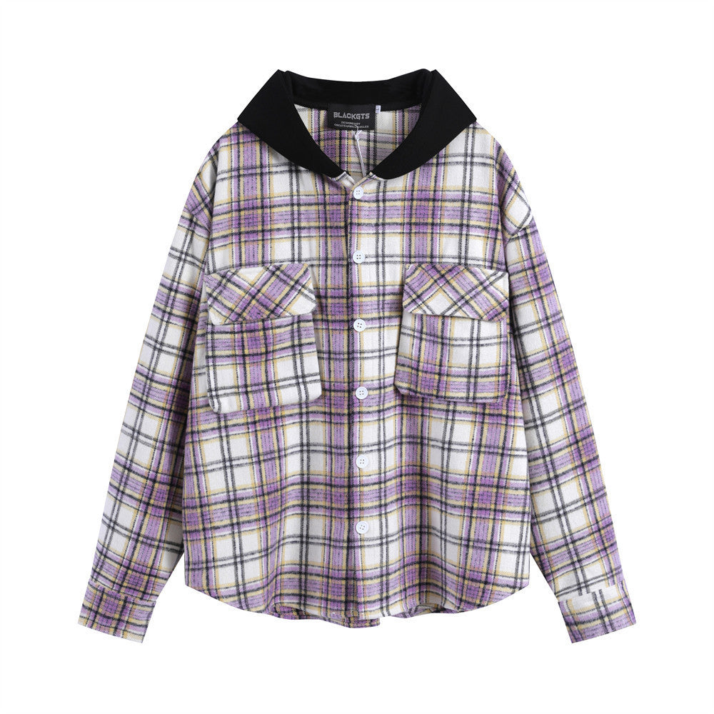 The GridForm Hooded Overshirt Plaid Colorblock Edition