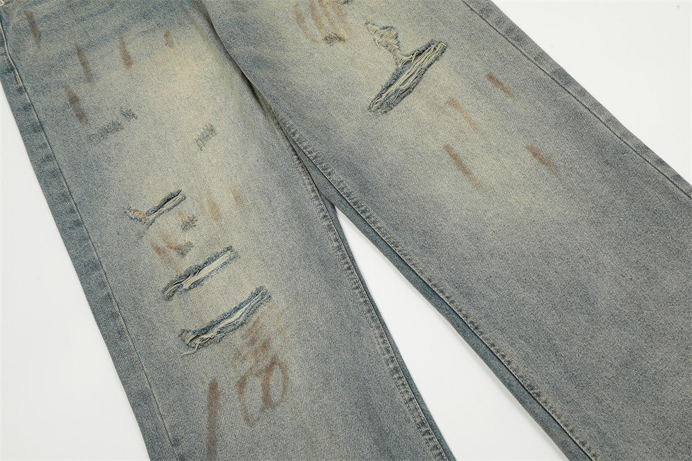 American-Style Distressed Washed Jeans