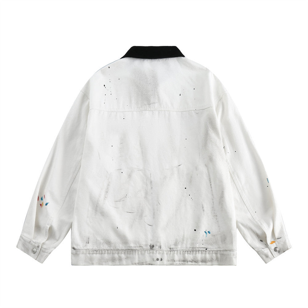 Colorblock Polo-Collar Retro Sport Jacket