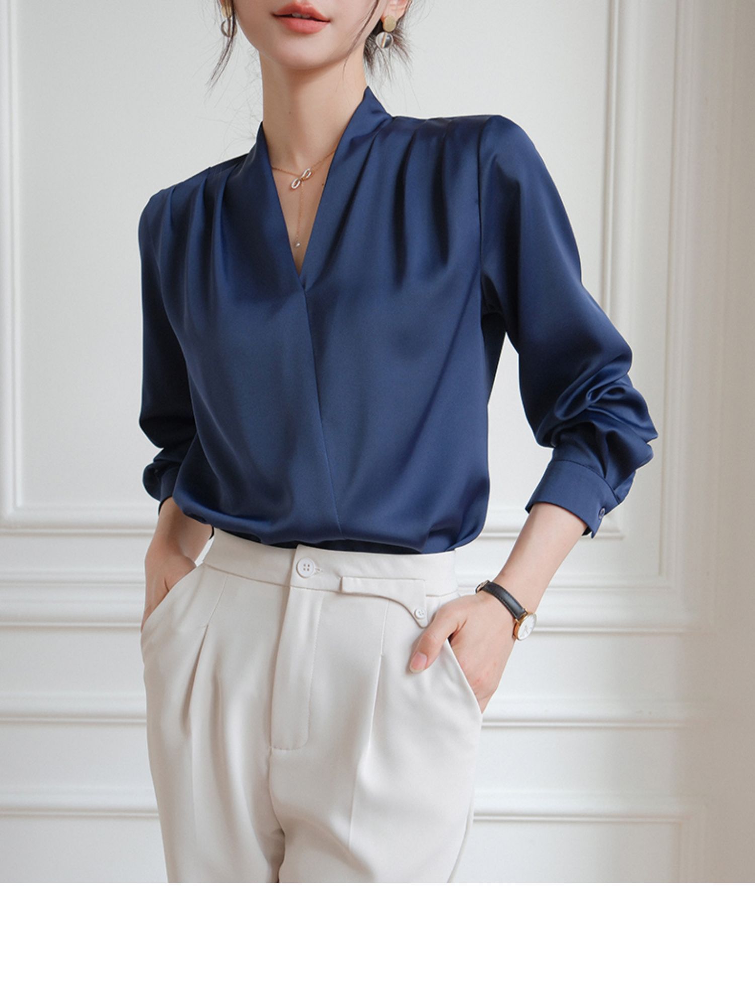 Satin V-Neck Elegance Shirt