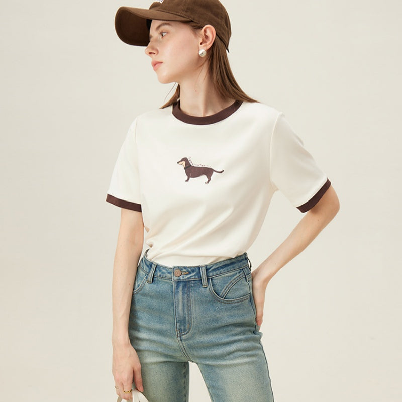 Retro Contrast Color Short-Sleeve T-Shirt