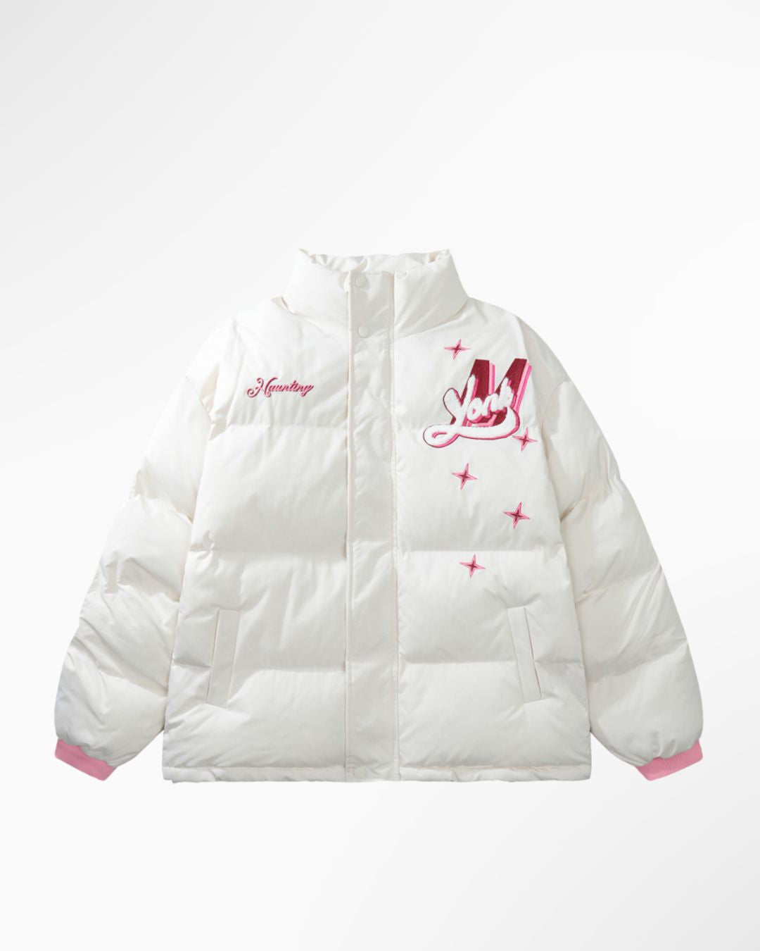 Letter Print Stand Collar Cotton-Padded Coat