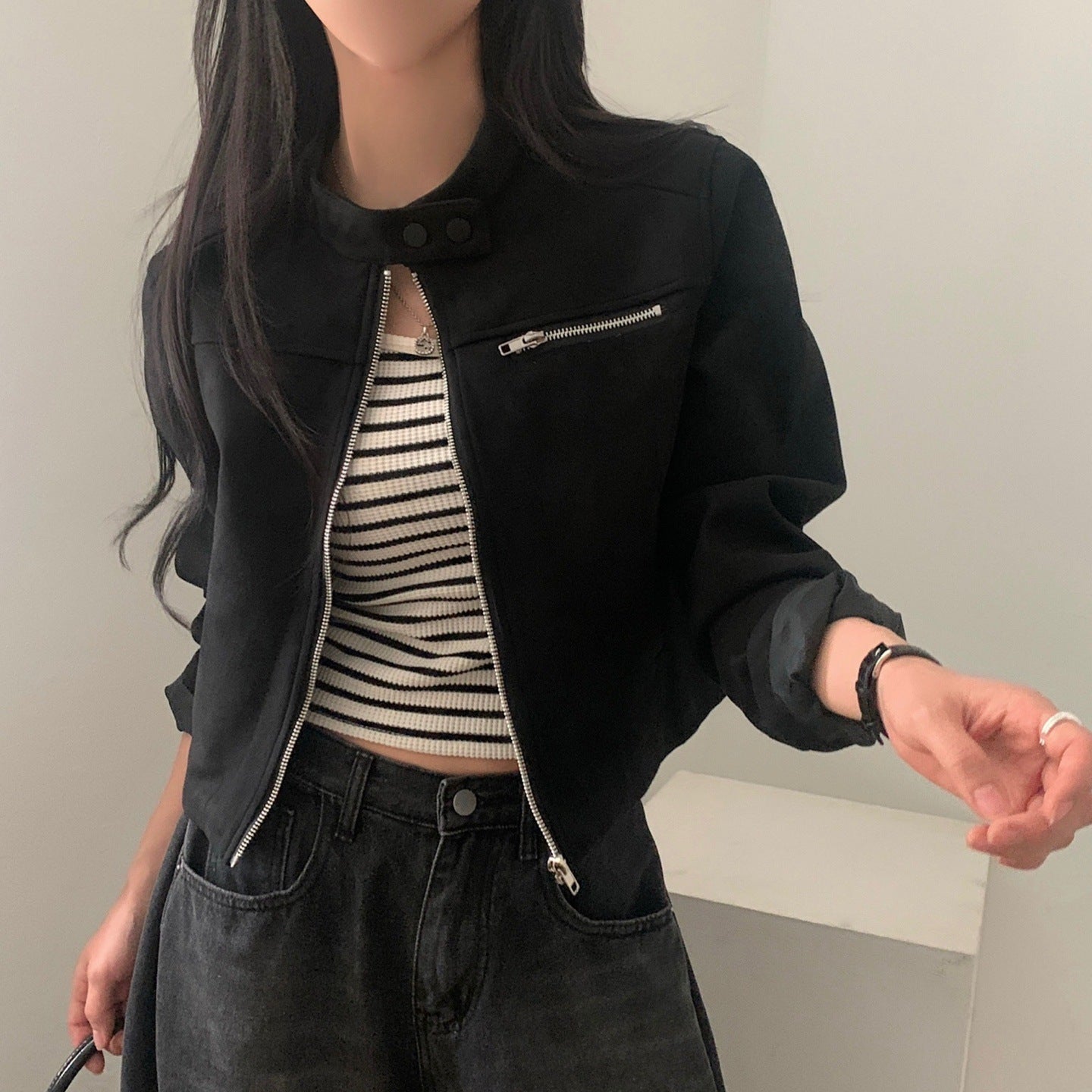 Suede Motorcycle Short Jacket