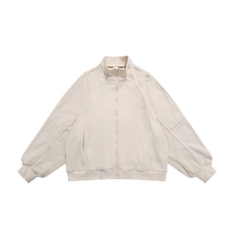 Retro Stand-Collar Sport Zip Sweater