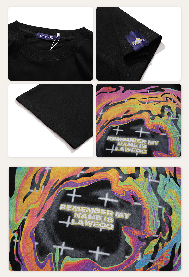 AquaFlow Liquid Print Oversized Tee