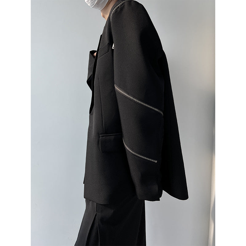 Niche Zipper Suit Jacket