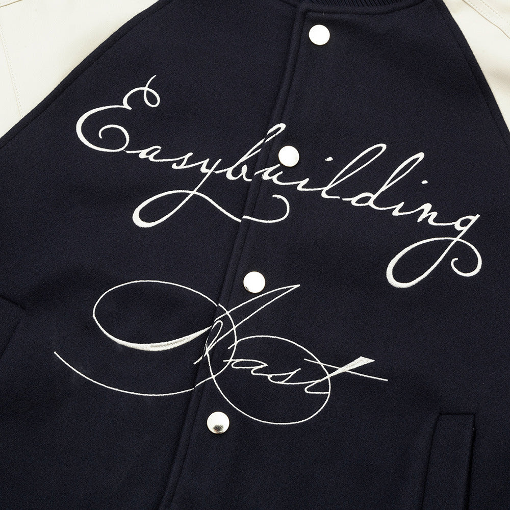 Stitched Leather Baseball Jacket