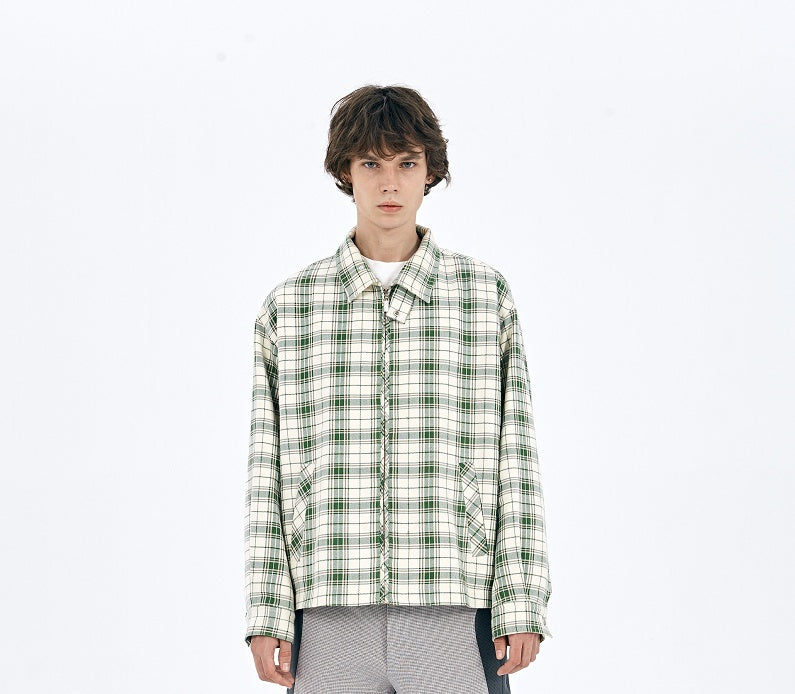 Original Design Jacket Green Plaid Fabric