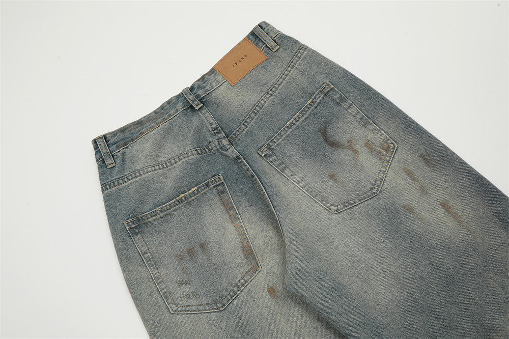 American-Style Distressed Washed Jeans