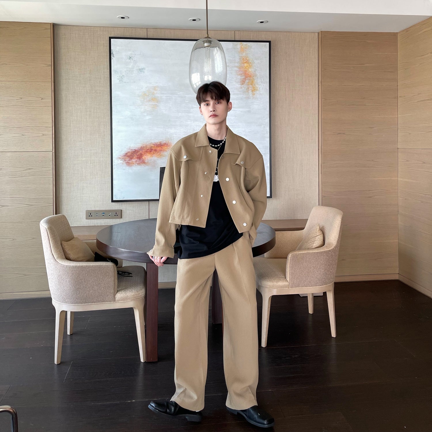 Men's Simple Solid Color Long Sleeve Jacket