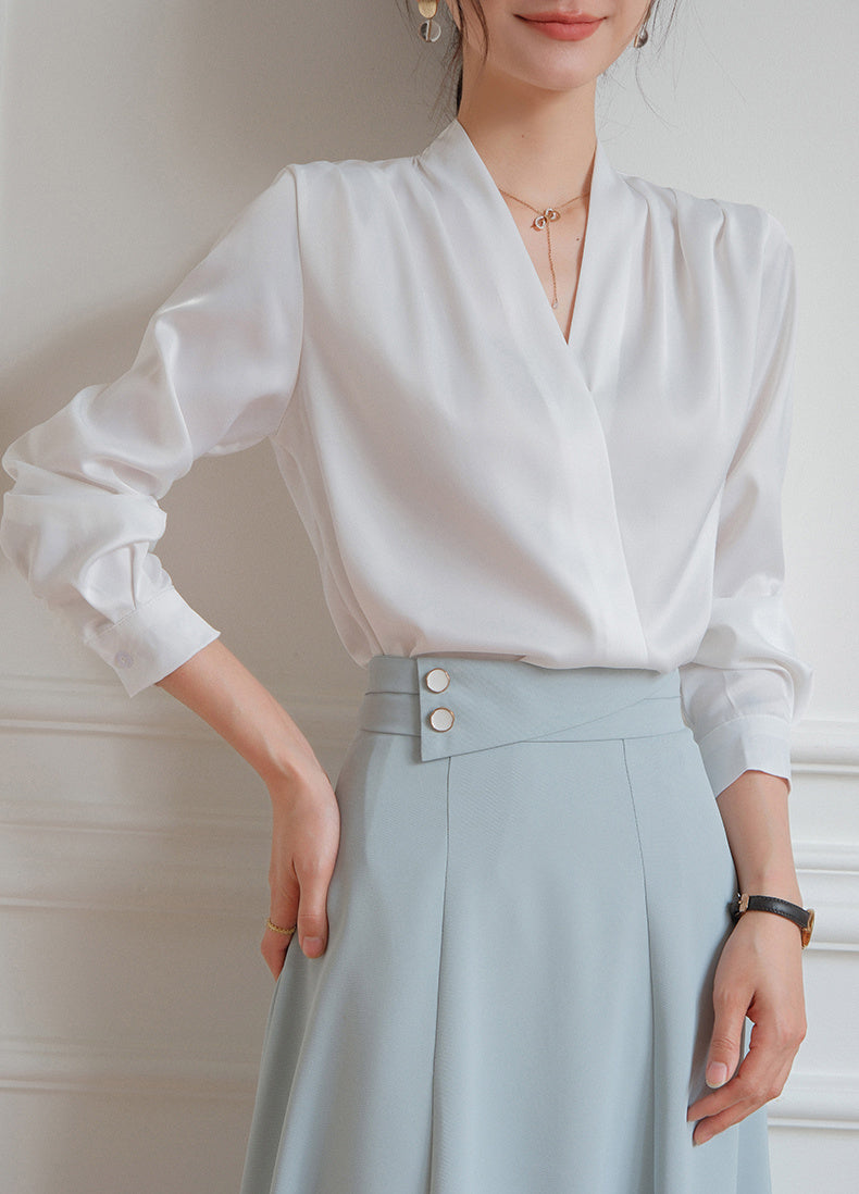 Satin V-Neck Elegance Shirt