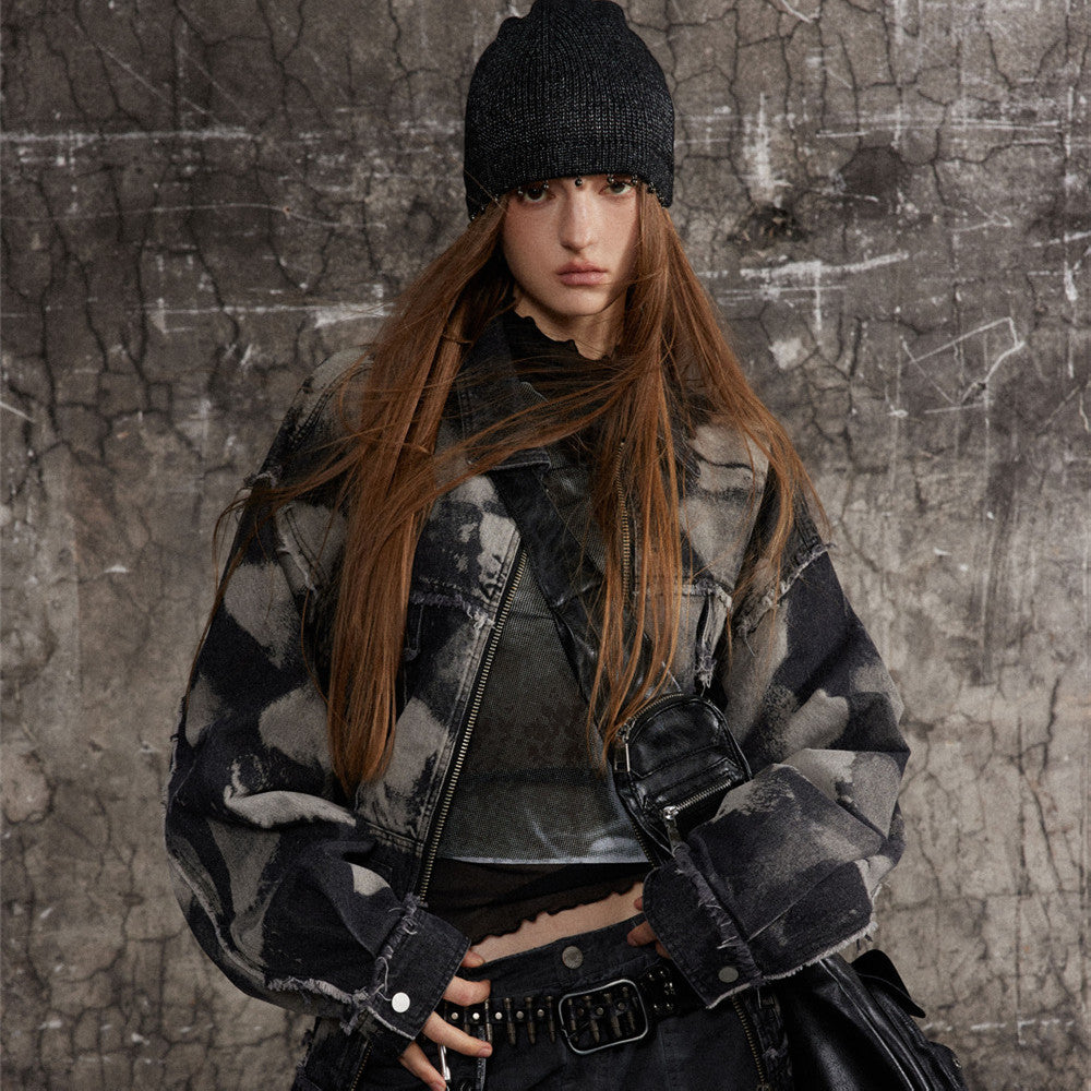 Tie-Dye Splash Ink Artistic Denim Jacket