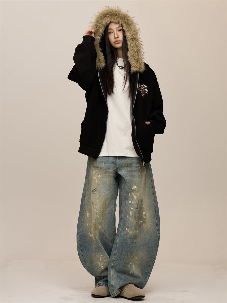 Retro Stitch Casual Zip Jacket