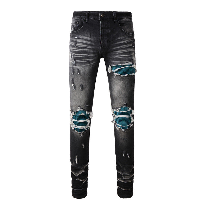 Leisure Washed & Distressed Button Jeans