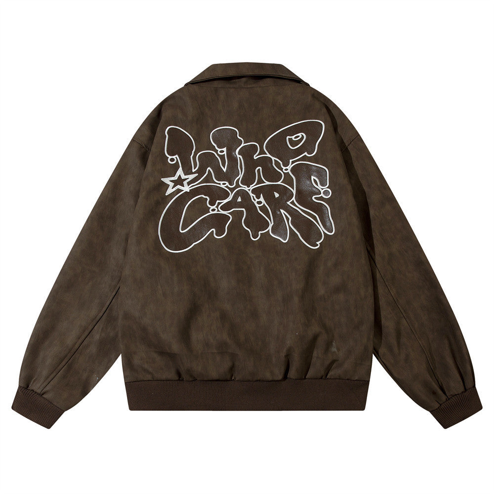 Men’s Leather Polo Collar Jacket