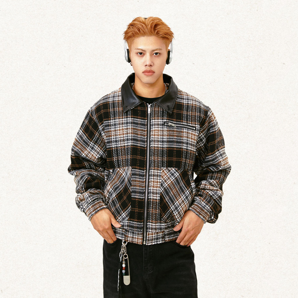 HeritageGrid Unisex Retro Plaid Turn-Down Collar Coat