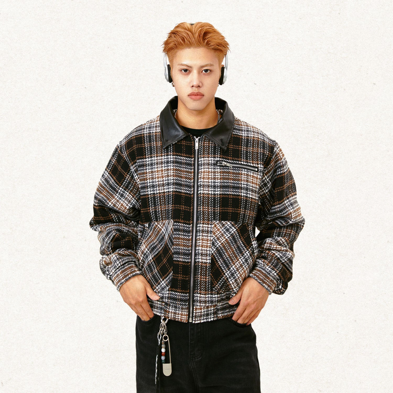 HeritageGrid Unisex Retro Plaid Turn-Down Collar Coat