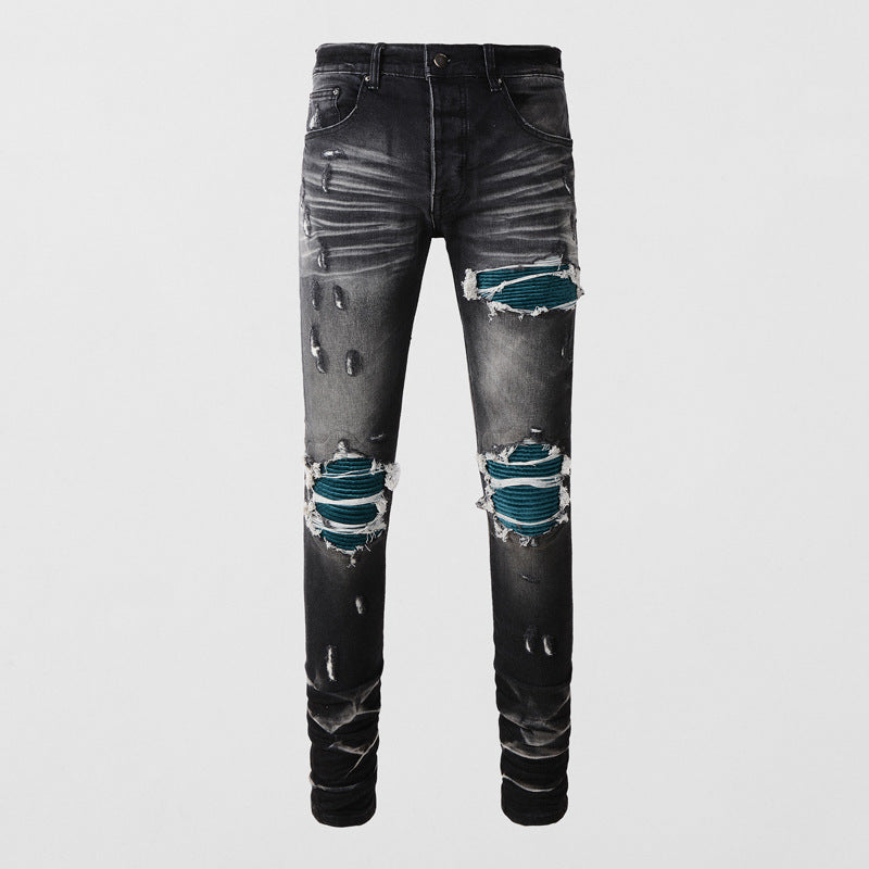 Leisure Washed & Distressed Button Jeans