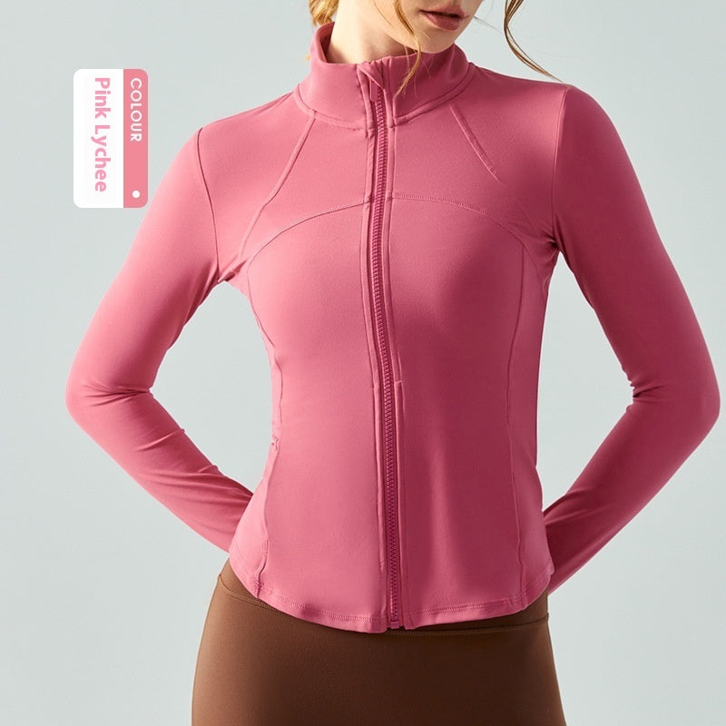 Autumn And Winter Slim Fit Slimming Zipper Yoga Clothes Long Sleeve Outdoor Workout Top