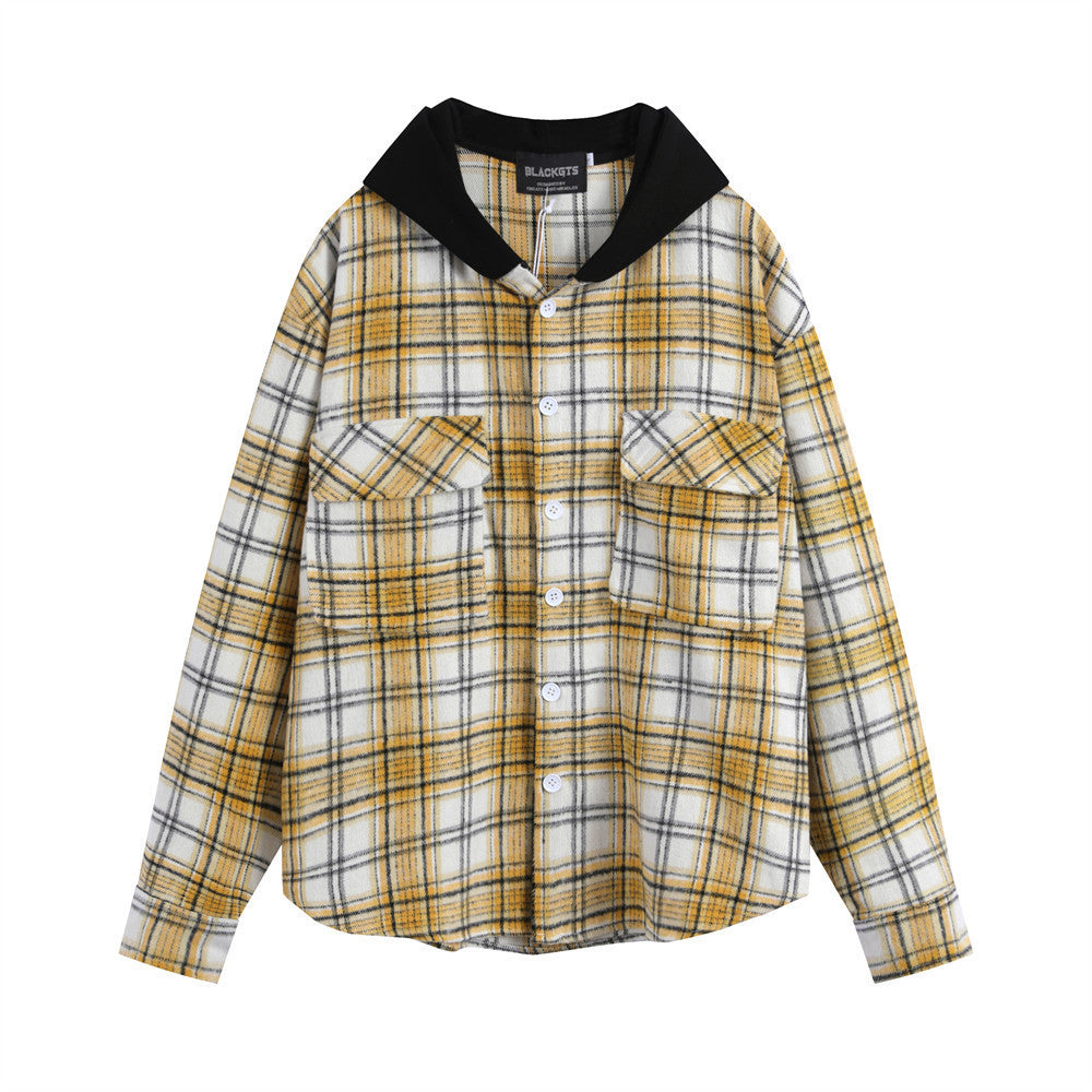 The GridForm Hooded Overshirt Plaid Colorblock Edition