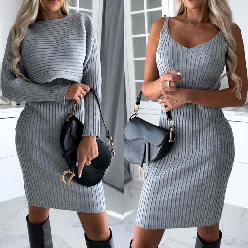 Striped Top & Suspender Skirt Set – Women