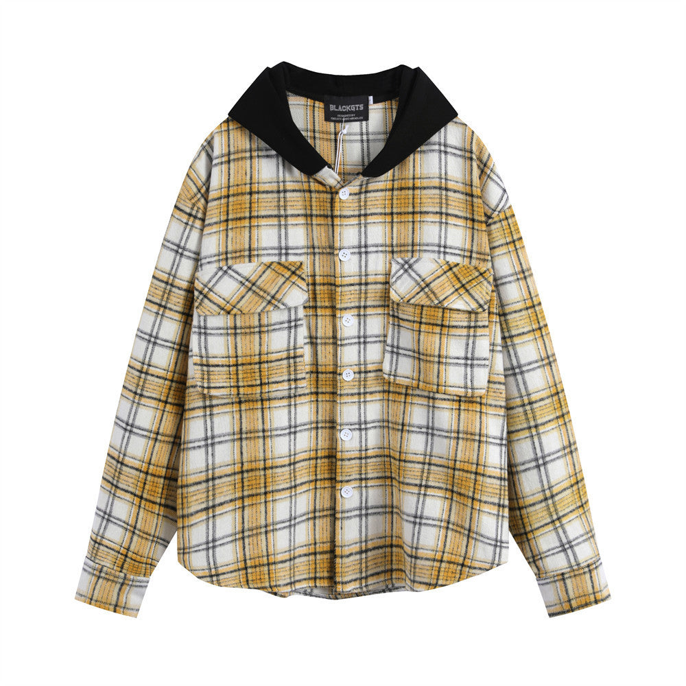 The GridForm Hooded Overshirt Plaid Colorblock Edition