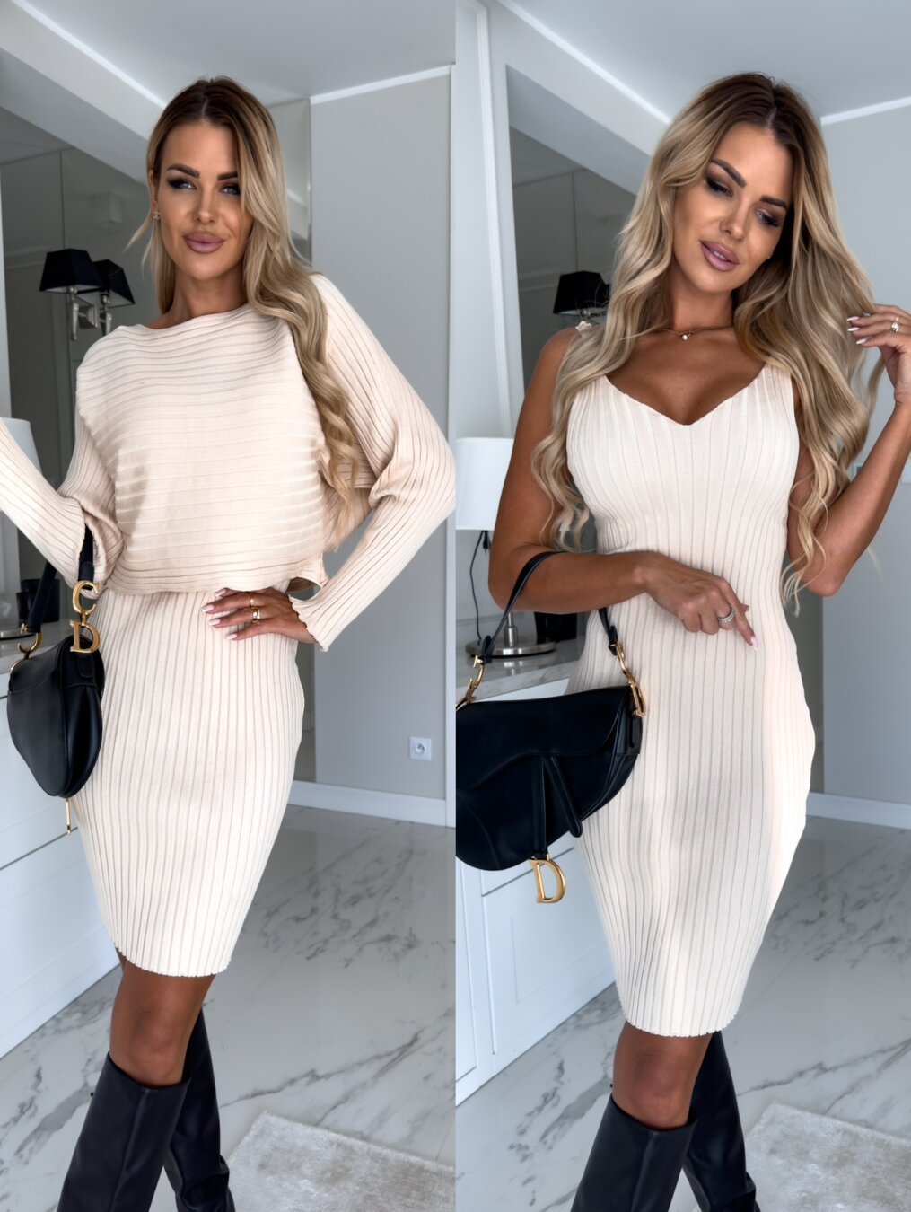 Striped Top & Suspender Skirt Set – Women