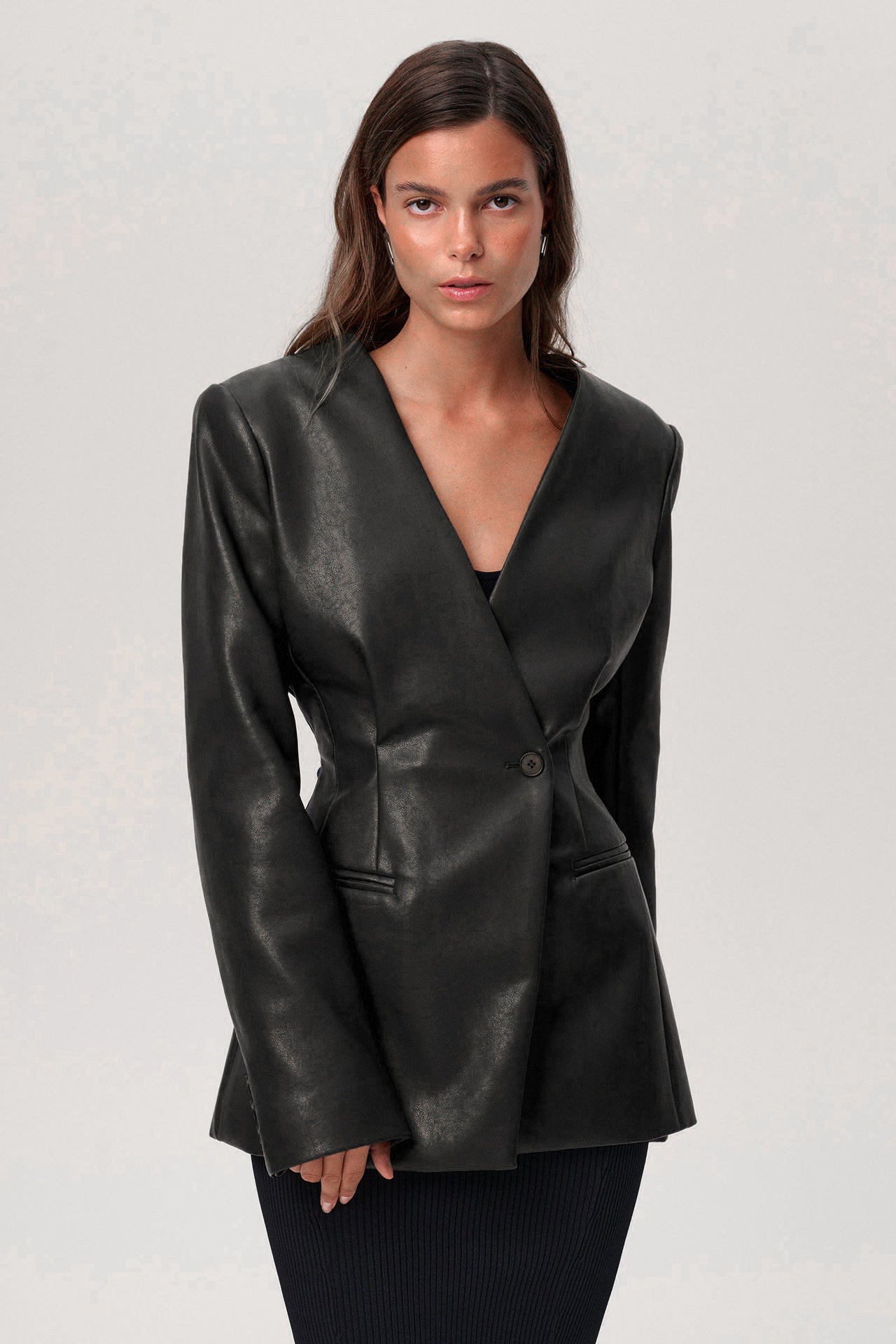 Luxury Green Leather Coat
