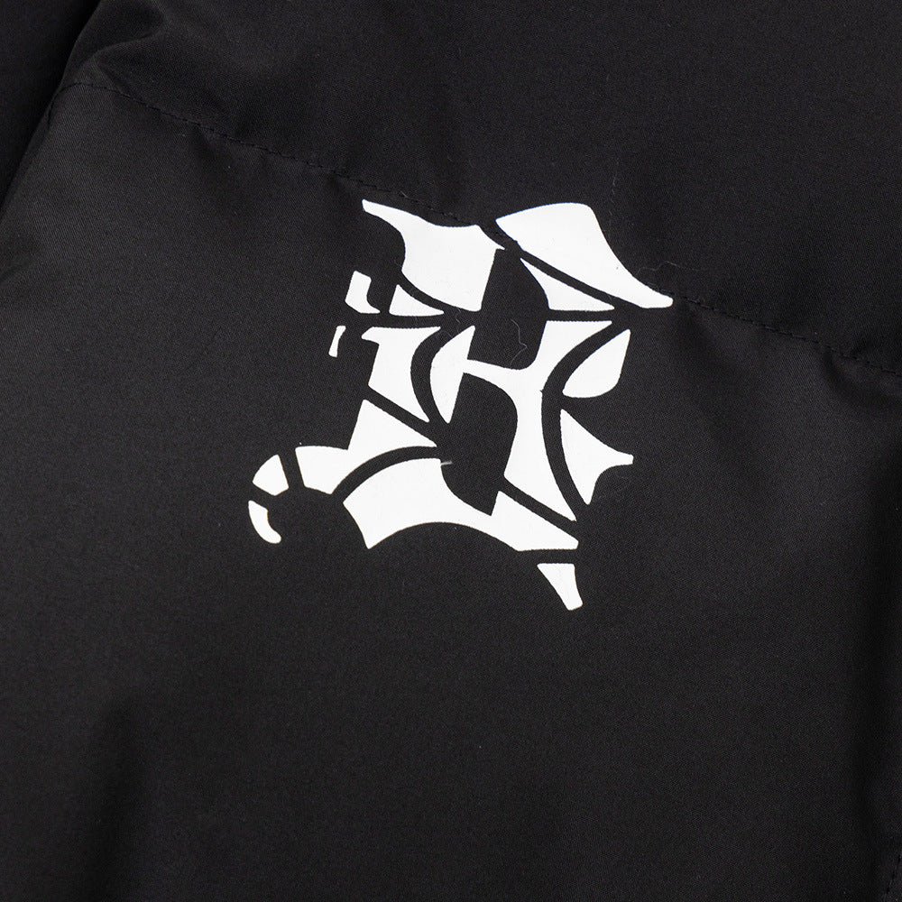 Dark Spider Print Stand Collar Bread Cotton Coat Jacket