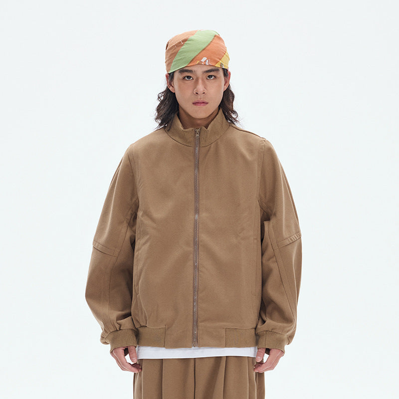 Retro Stand-Collar Sport Zip Sweater