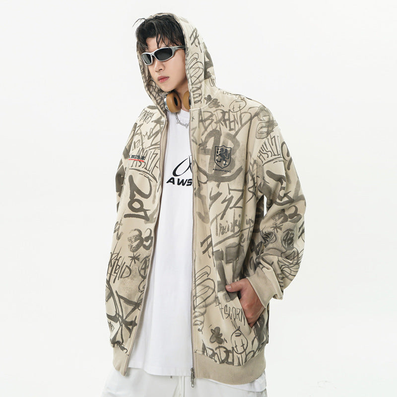 Men’s Graffiti Print Hoodie – Urban Street Edition
