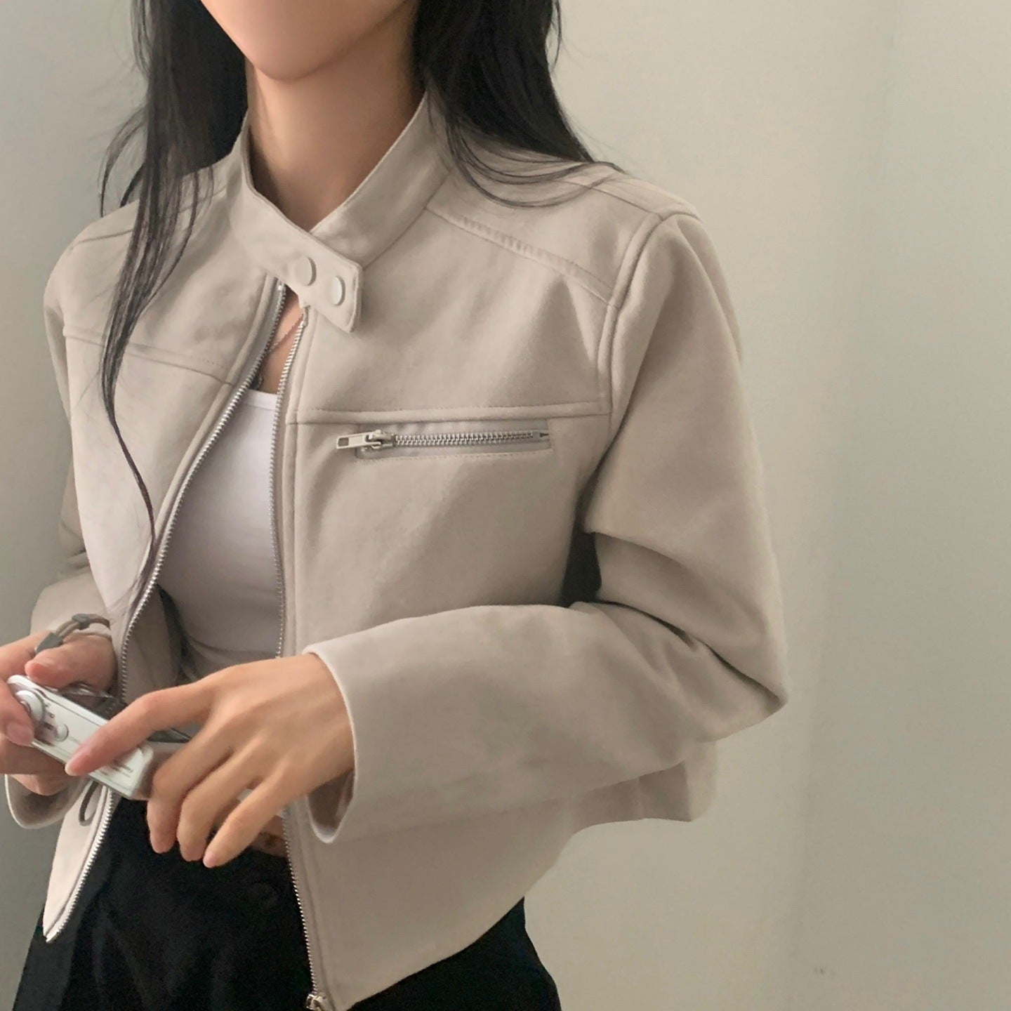 Suede Motorcycle Short Jacket
