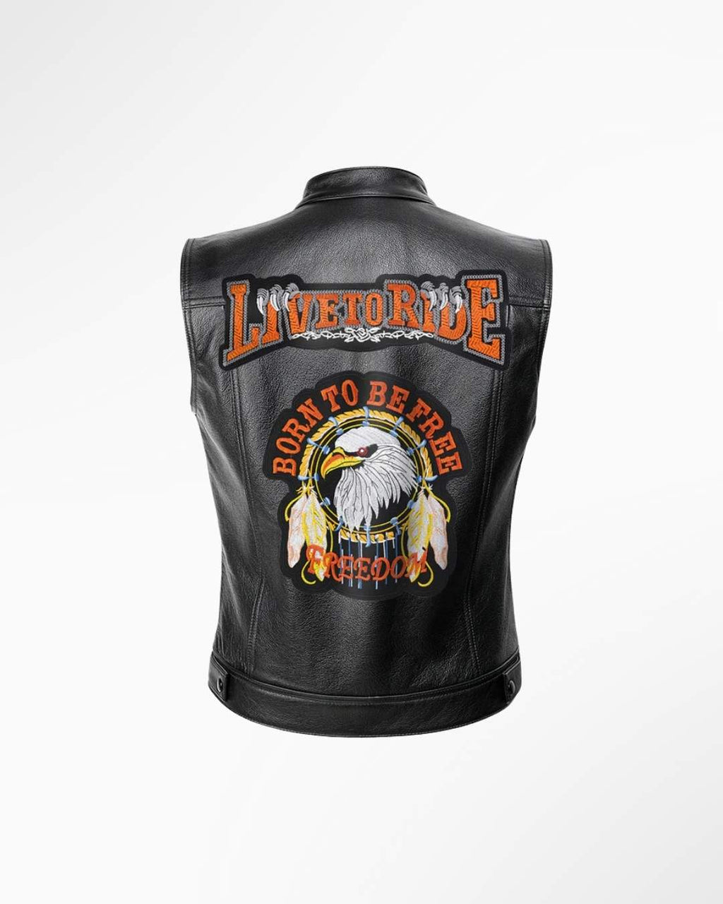 Embroidered Leather Biker Vest